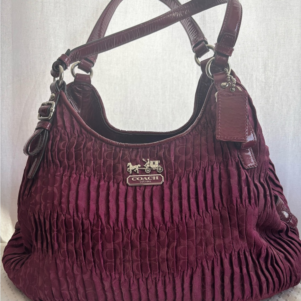 Coach Ruched Shoulder Bag in Deep Wine